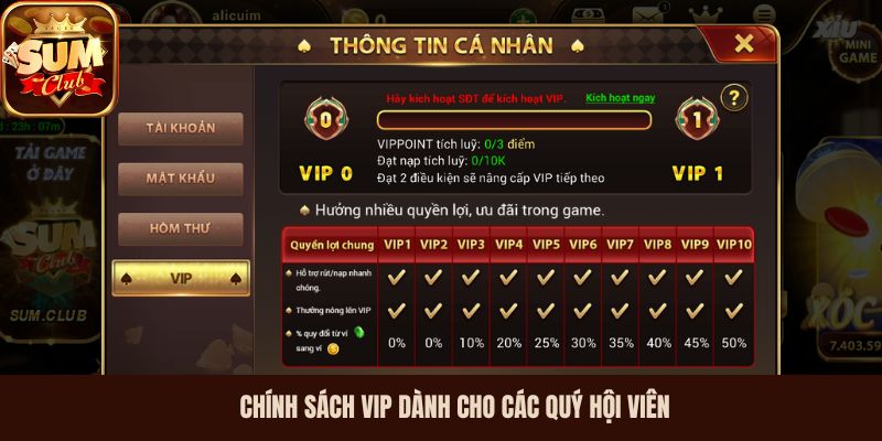 Chính sách VIP dành cho các quý hội viên